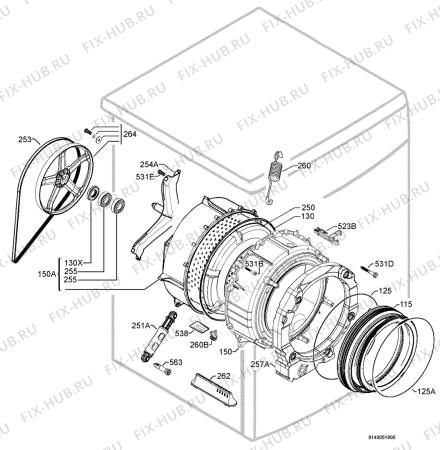 Взрыв-схема стиральной машины Aeg Electrolux L74756 - Схема узла Functional parts 267